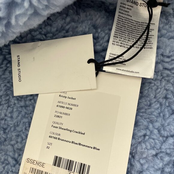 Stand Studio Kristy Jacket Blue Faux Fur Coat – Size 32/US 2 - Picture 8 of 8